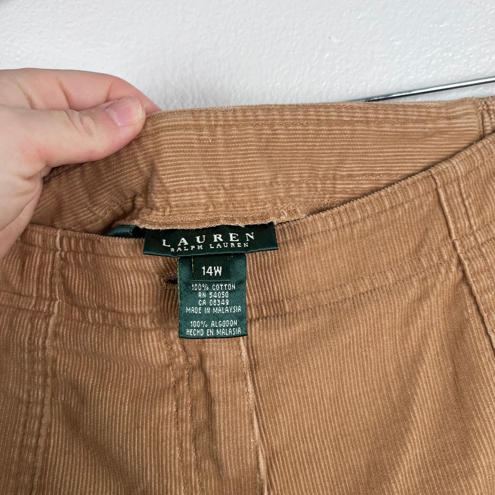 Lauren Ralph Lauren Brown Corduroy Pants Women 14W Straight Leg High Rise Cotton - Picture 4 of 6